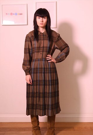 TARTAN MIDI DRESS IN WOOL