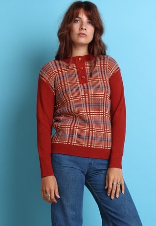 70S VINTAGE BROWN KNITTED JUMPER