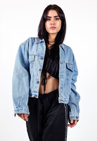 VINTAGE BOLD PRINT DENIM JACKET AWJ111