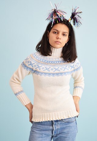 90'S RETRO ICELANDIC FAIR ISLE KNIT CHRISTMAS JUMPER