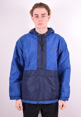 NIKE MENS VINTAGE PULLOVER JACKET MEDIUM BLUE 90S