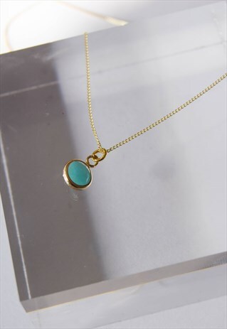 9CT GOLD AMAZONITE NECKLACE, AMAZONITE STONE NECKLACE