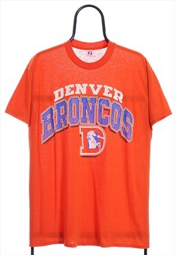 Vintage Logo 7 NFL 90s Denver Broncos Orange Graphic TShirt