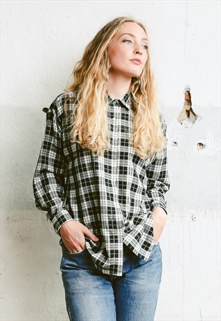 VINTAGE 90S CHECK PRINT FLANNEL SHIRT