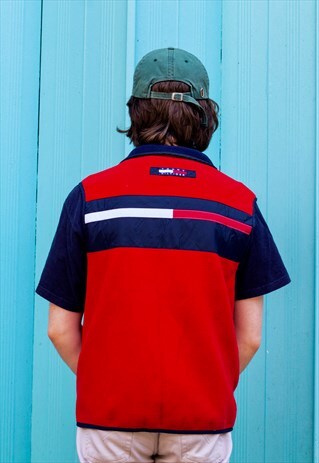 VINTAGE 90S TOMMY HILFIGER FLEECE GILET SLEEVELESS JACKET