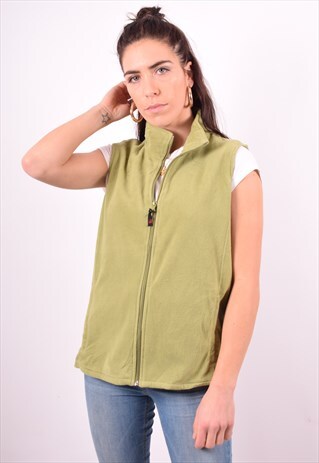 WOOLRICH WOMENS VINTAGE FLEECE GILET LARGE GREEN 90'S