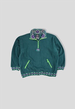 Vintage 90s Polartec Crazy Abstract Pattern 1/4 Zip Fleece