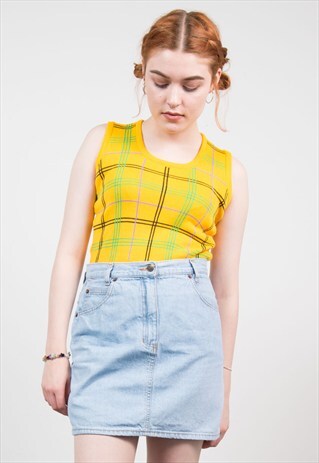 VINTAGE 90'S FADED DENIM MINI SKIRT