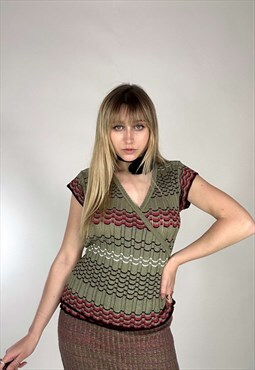 Vintage 90s Knited Crossed Short Sleeve Cardigan 
