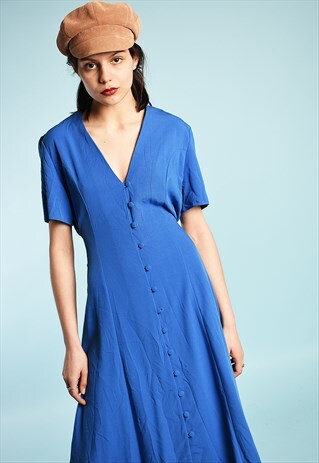 VINTAGE 90'S RETRO MINIMALIST PARIS CHIC MIDI MOMS DRESS