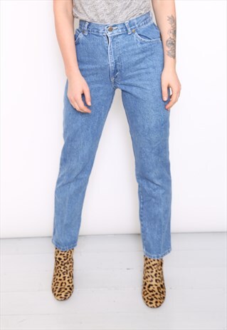 VINTAGE BLUE DENIM HIGH WAISTED MOM JEANS
