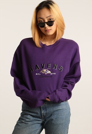 VINTAGE NFL BALTIMORE RAVENS EMBROIDERED CROPPED SWEATSHIRT