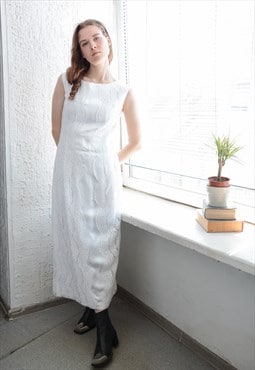 Vintage White Lace Maxi Dress