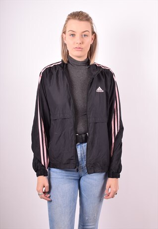 ADIDAS WOMENS VINTAGE TRACKSUIT TOP JACKET MEDIUM BLACK 90S