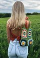 GREEN HANDMADE CROCHET SHOULDER TOTE BAG FOR SUMMER FESTIVAL