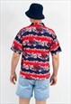 VINTAGE FLORAL POLO SHIRT IN MULTI COLOUR HAWAIIAN TOP