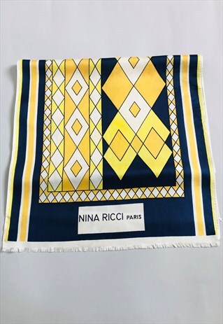 RARE VINTAGE LADIES NINA RICCI PARIS GRAPHIC PRINTED SCARF