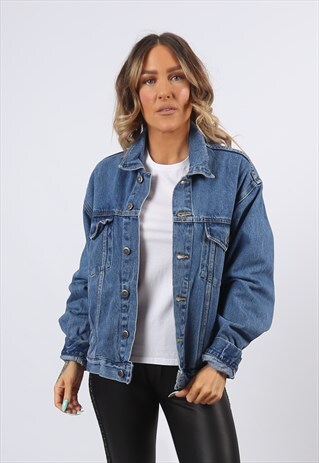 DENIM JACKET WRANGLER OVERSIZED FITTED UK 14 (J83N)