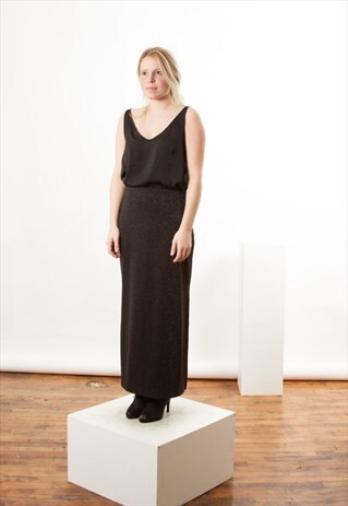 ON SALE GLITTER BLACK SKIRT / MIDI METALLIC SKIRT
