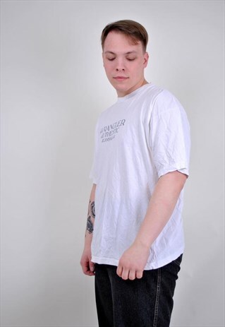 WHITE WRANGLER LOGO TSHIRT