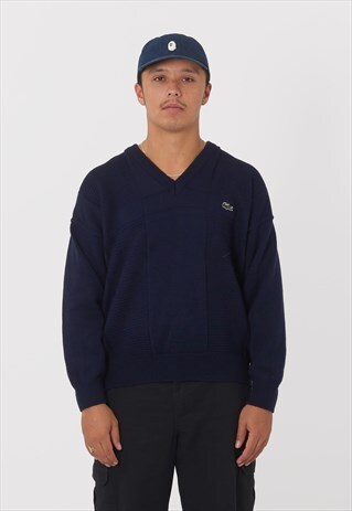 VINTAGE LACOSTE NAVY TEXTURED JUMPER