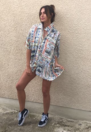 PATTERNED OVERSIZED RETRO VINTAGE UNISEX FESTIVAL SHIRT