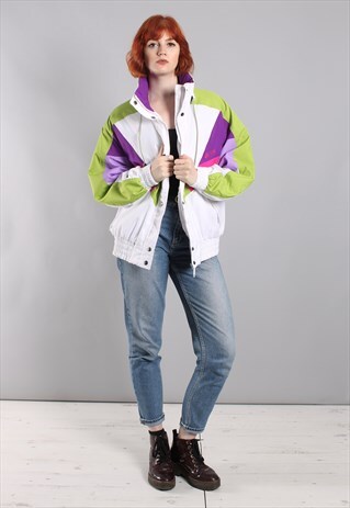 VINTAGE 90S EVF BRIGHT PATTERNED SKI JACKET