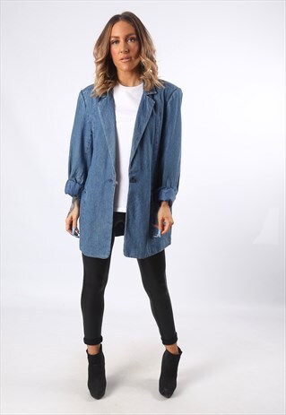 DENIM JACKET OVERSIZED FITTED BLAZER UK 14 (EDI)