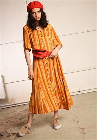 VINTAGE 90'S RETRO BOHO FESTIVAL MOMS MIDI DRESS