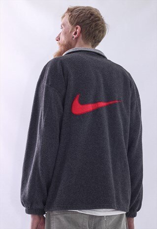 VINTAGE MENS NIKE BIG LOGO FLEECE HALF ZIP PULLOVER JACKET