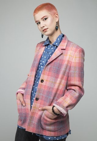 HAND WOVEN VINTAGE PINK HARRIS TWEED BLAZER