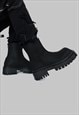 PUNK PLATFORM ANKLE BOOTS CHUNKY PU GOTH SHOES IN BLACK