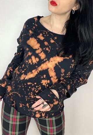 ACID WASH REWORKED DISTRESSED SWEATSHIRT SIZE SMALL/MEDIUM