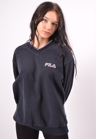 VINTAGE FILA FLEECE JUMPER BLUE