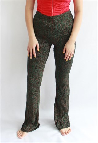 GREEN SPARKLE HIGH WAIST TROUSERS