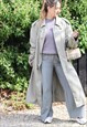 VINTAGE TAN CORDUROY TRIM BELTED MAC TRENCH COAT