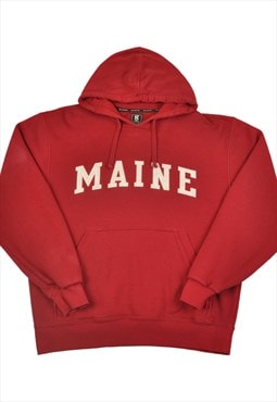 Vintage Maine Hoodie Sweatshirt Red Medium