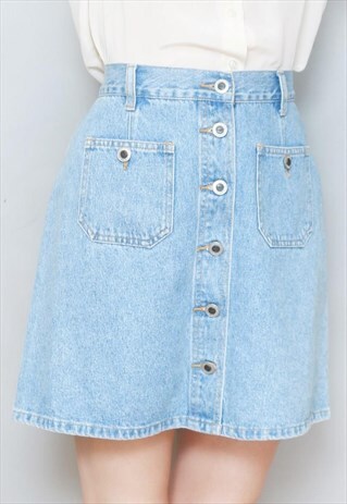 VINTAGE 1990'S ARIZONA MEDIUM WASH MINI BUTTON FRONT SKIRT