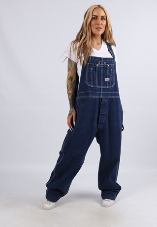 VINTAGE BIG SMITH DENIM DUNGAREES PLUS SIZE UK 18 2XL (JA1G)