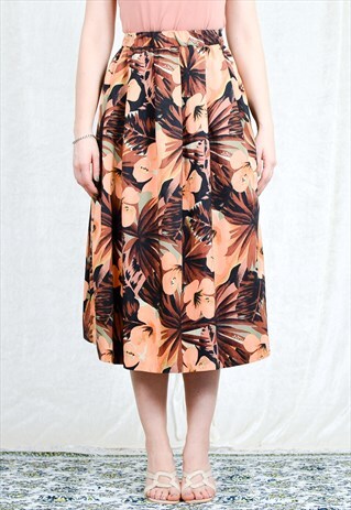 PLEATED SKIRT VINTAGE FLORAL BETTY BARCKLAY PRINTED XXS-L