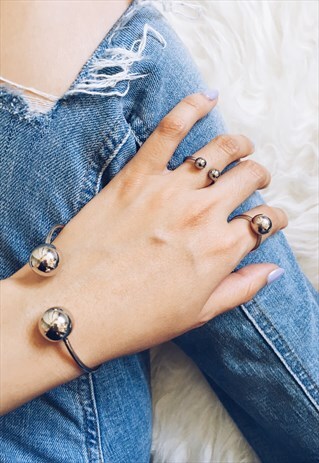 MINIMALIST JEWELRY - SILVER RING AND BANGLE 3 PC SET
