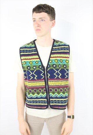 VINTAGE 90'S PATTERNED FESTIVAL WAISTCOAT