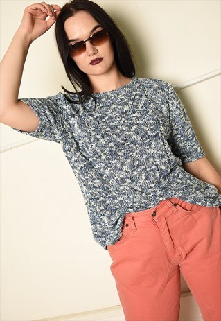 VINTAGE 90'S RETRO JAZZY CABLE KNIT TOP