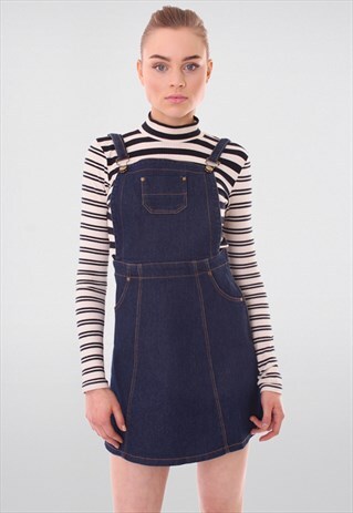 LIGHT DENIM DUNGAREE PINAFORE DRESS