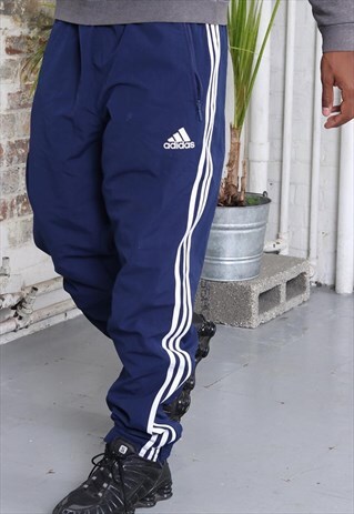 VINTAGE ADIDAS 3 STRIPE LOGO TRACK BOTTOMS BLUE