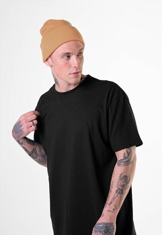 ESSENTIAL CUFFED BEANIE HAT - CARAMEL TAN