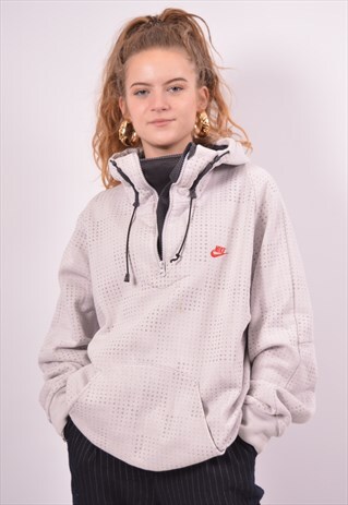 VINTAGE NIKE HOODIE JUMPER POLKA DOTS GREY
