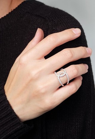 CZ CROSS STERLING SILVER RING