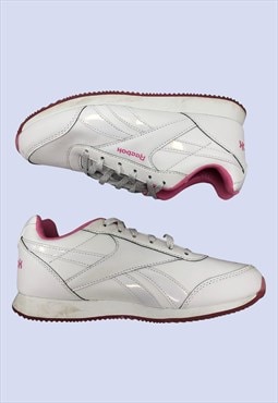 White Pink Faux Leather Retro Low Casual Classics Trainers