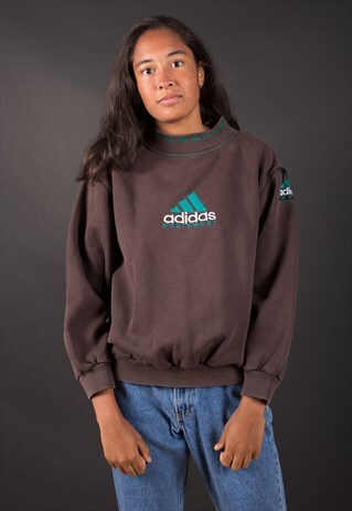 BROWN BIG LOGO ADIDAS EQUIPMENT SWEATSHIRT